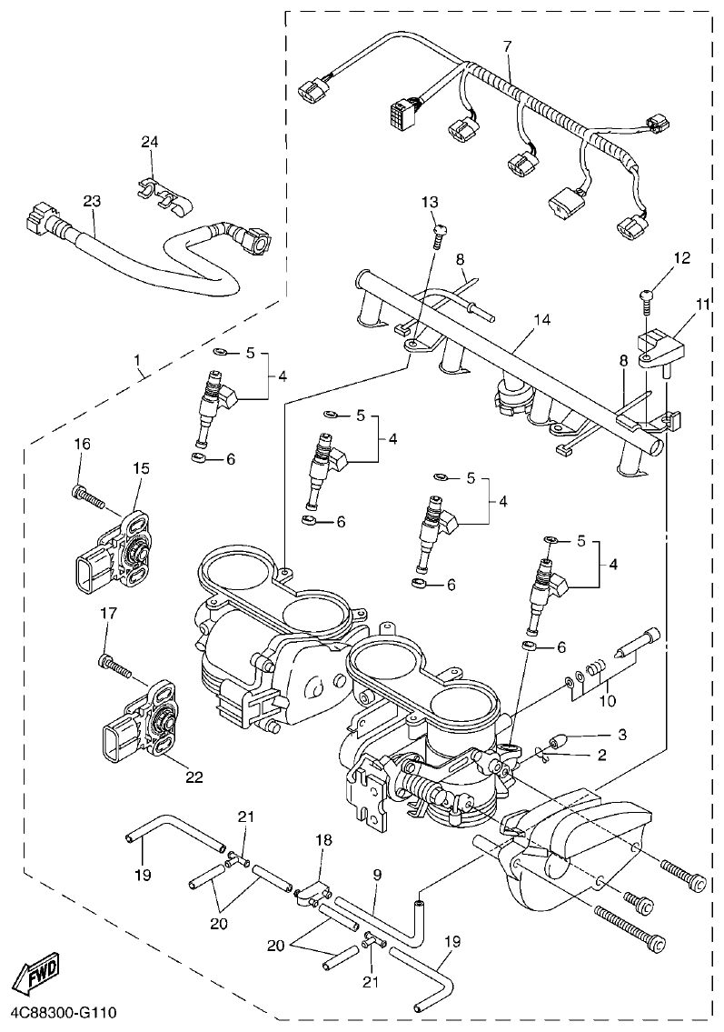 Yamaha R1 2008 INTAKE 2 parts diagram